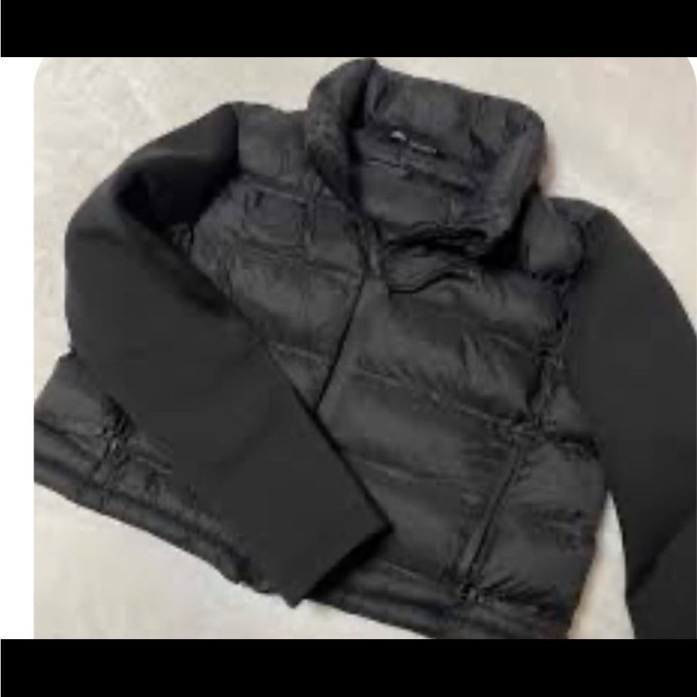 Zara Black Puffer Down Bomber Jacket Large - Picture 2 of 3
